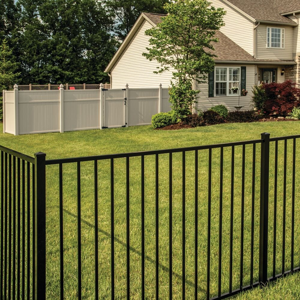 Freedom Easton 6-ft H x 2-in W Black Aluminum Spaced Picket Flat-top Decorative End Fence Post