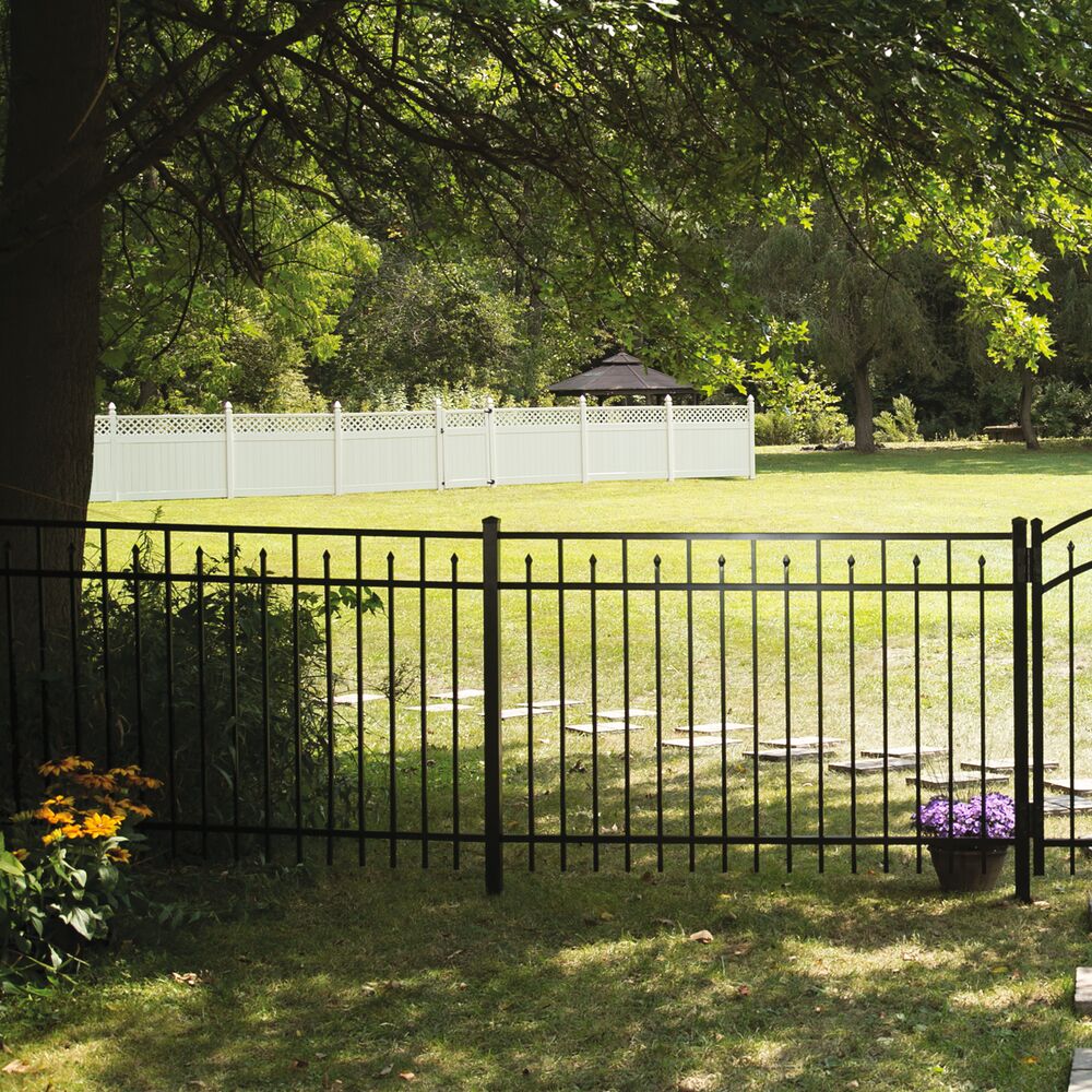 Freedom Concord/New Haven 6-ft H x 2-in W Black Aluminum Spaced Picket Flat-top Decorative Line Fence Post