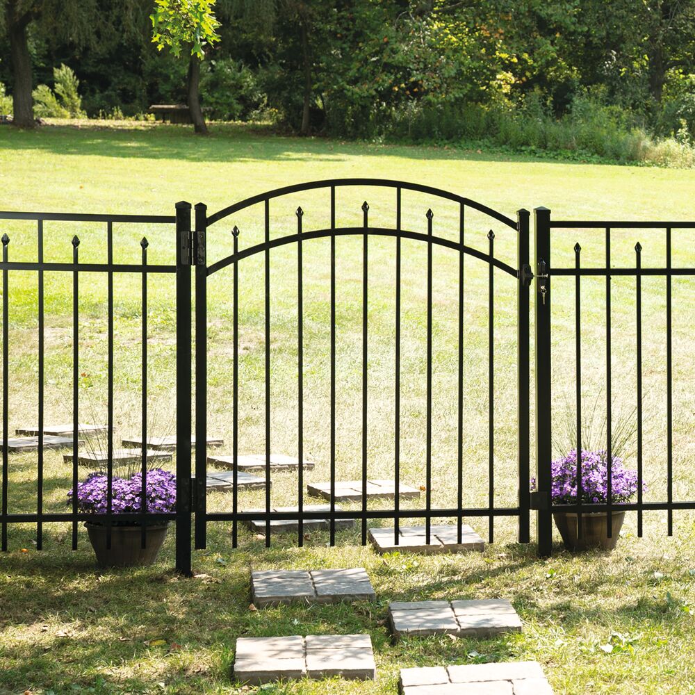 Freedom Concord/New Haven 6-ft H x 2-in W Black Aluminum Spaced Picket Flat-top Decorative Gate Fence Post