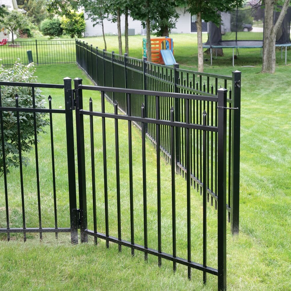 Freedom Concord/New Haven 6-ft H x 2-in W Black Aluminum Spaced Picket Flat-top Decorative Gate Fence Post