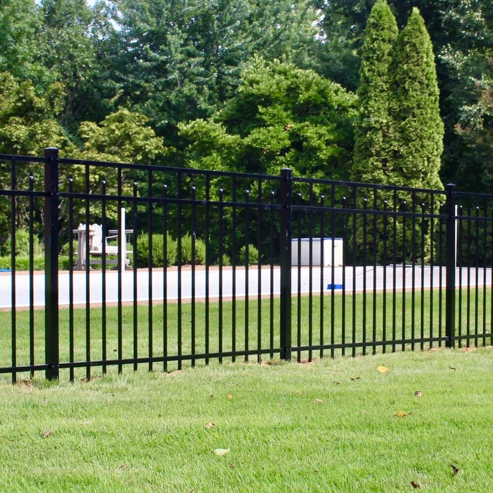 Freedom Concord/New Haven 6-ft H x 2-in W Black Aluminum Spaced Picket Flat-top Decorative Line Fence Post