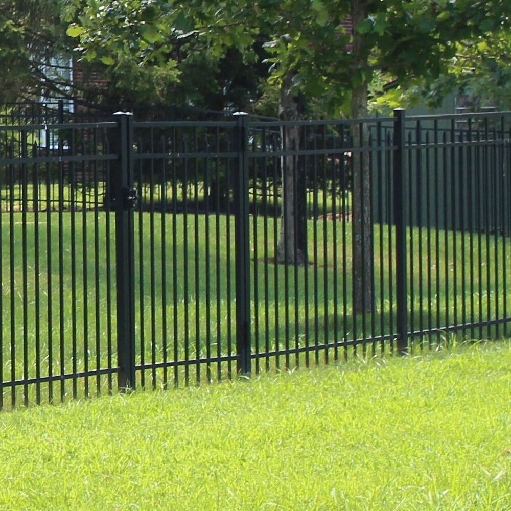 Freedom Concord/New Haven 7-ft H x 2-in W Black Aluminum Spaced Picket Flat-top Decorative Gate Fence Post