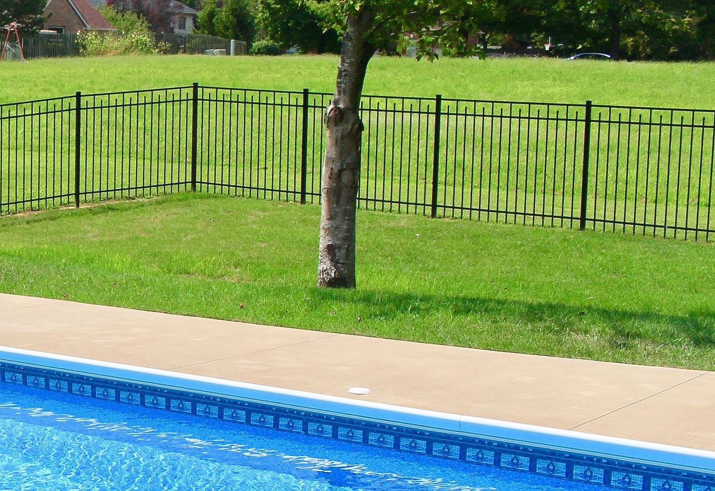 Freedom Concord/New Haven 7-ft H x 2-in W Black Aluminum Spaced Picket Flat-top Decorative Corner Fence Post