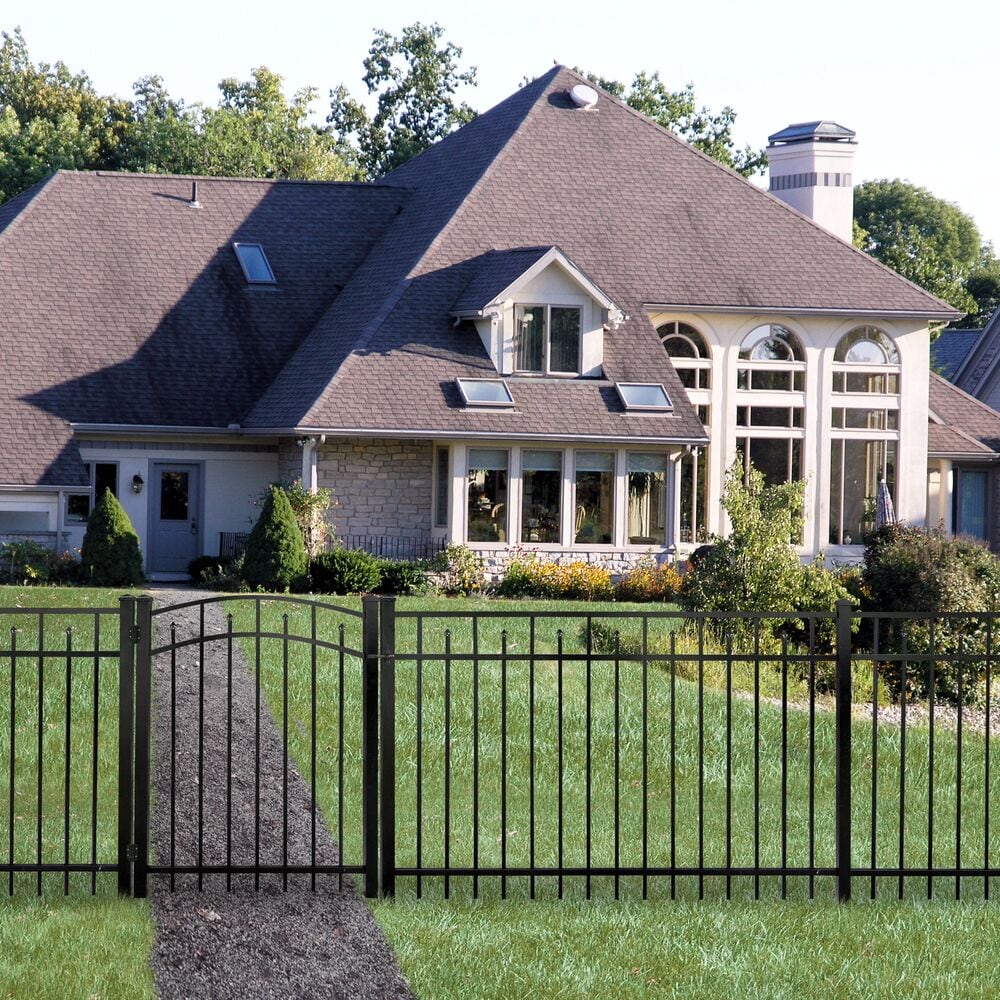 Freedom Concord/New Haven 7-ft H x 2-1/2-in W Black Aluminum Spaced Picket Flat-top Decorative Gate Fence Post