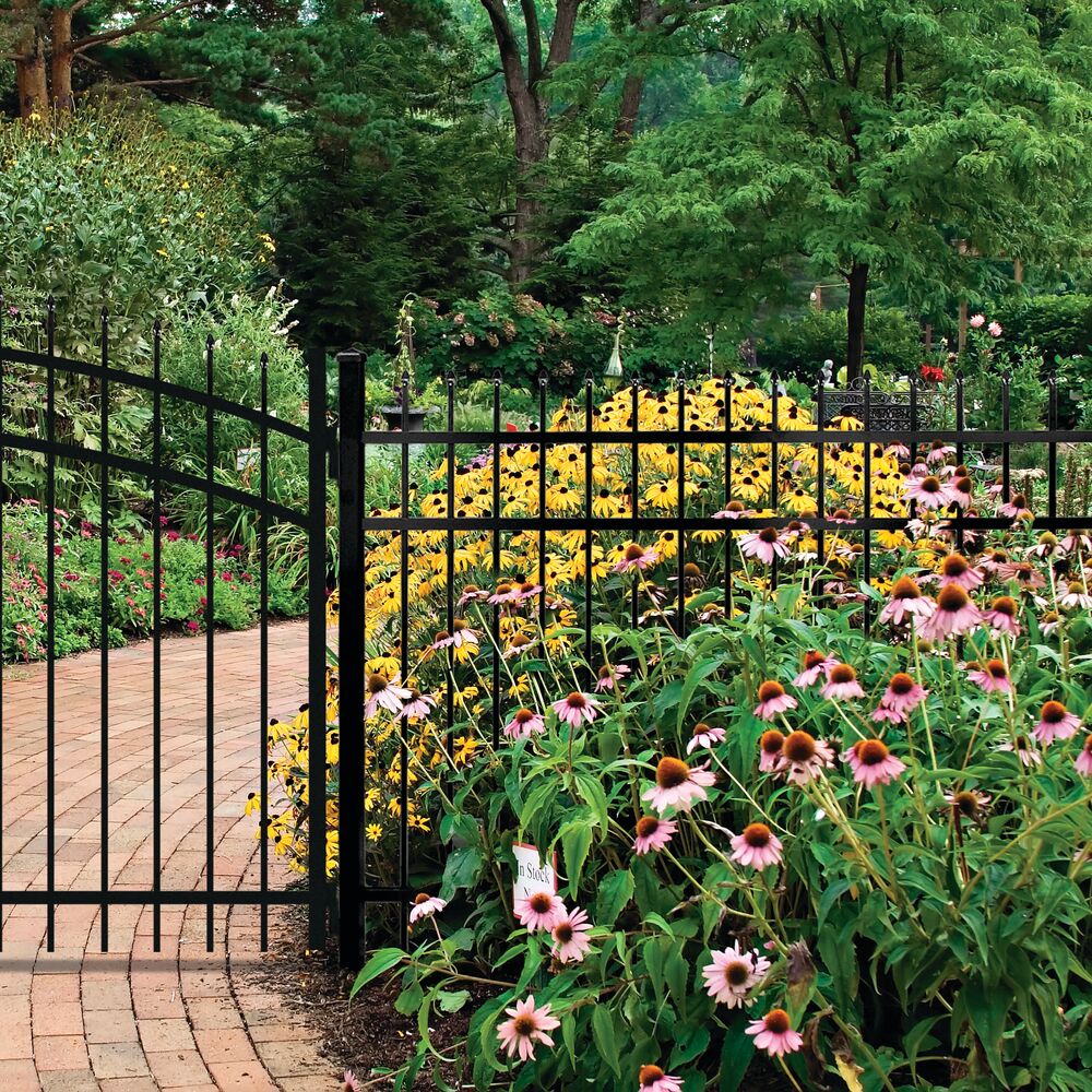Freedom Providence 6-ft H x 2-in W Black Aluminum Spaced Picket Pressed-point Decorative Gate Fence Post