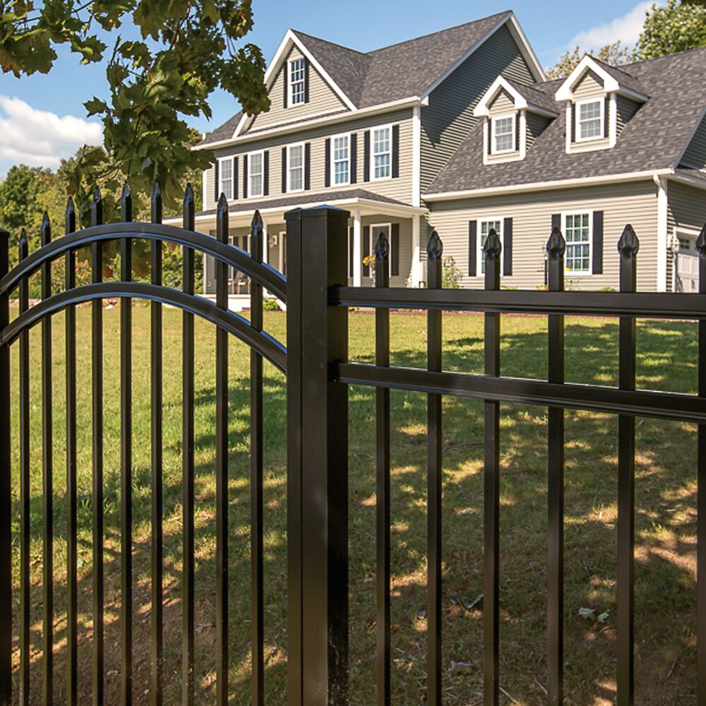 Freedom Providence 7-ft H x 2-in W Black Aluminum Spaced Picket Pressed-point Decorative Gate Fence Post