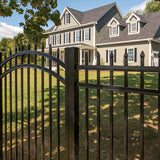 Freedom Providence 5-ft H x 4-ft W Black Aluminum Spaced Picket Pressed-point Decorative Fence Gate
