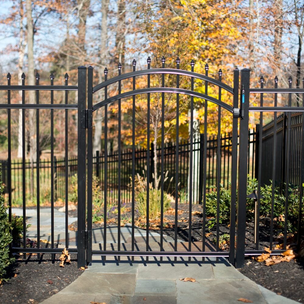Freedom Providence 7-ft H x 2-in W Black Aluminum Spaced Picket Pressed-point Decorative Gate Fence Post