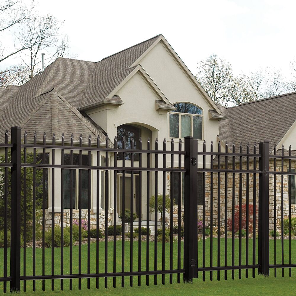 Freedom Providence 7-ft H x 2-in W Black Aluminum Spaced Picket Pressed-point Decorative Gate Fence Post