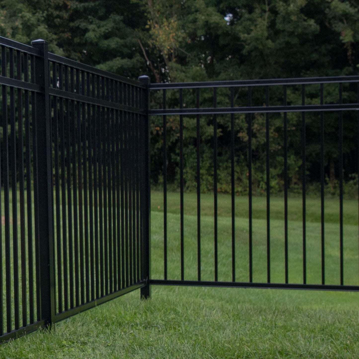 Freedom Concord/New Haven 7-ft H x 2-in W Black Aluminum Spaced Picket Flat-top Decorative Corner Fence Post