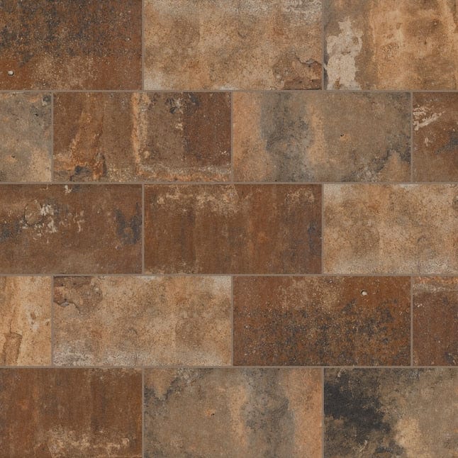 allen + roth Wright City Brown 4-in x 8-in Matte Porcelain Stone Look Floor and Wall Tile (0.22-sq. ft/ Piece)
