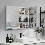 Forclover MA 30-in x 26-in Surface/Recessed Mount Silver Mirrored Soft Close Medicine Cabinet