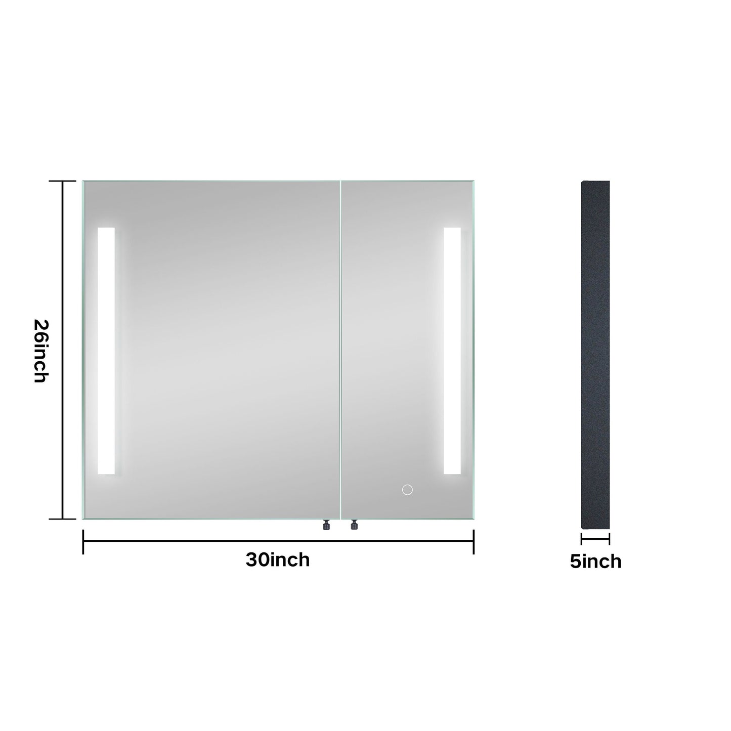Forclover MA 30-in x 26-in Lighted LED Fog Free Surface Mount Black Mirrored Soft Close Medicine Cabinet