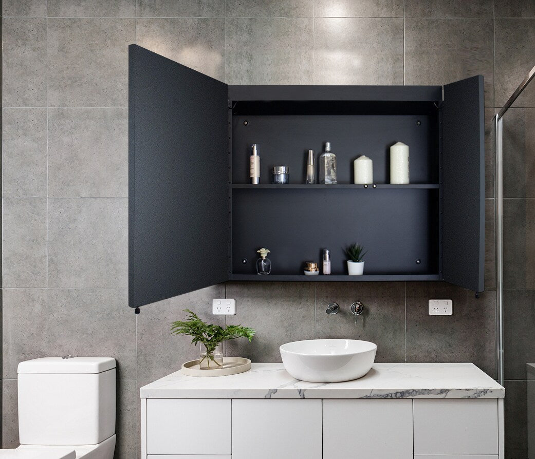 Forclover MA 30-in x 26-in Lighted LED Fog Free Surface Mount Black Mirrored Soft Close Medicine Cabinet