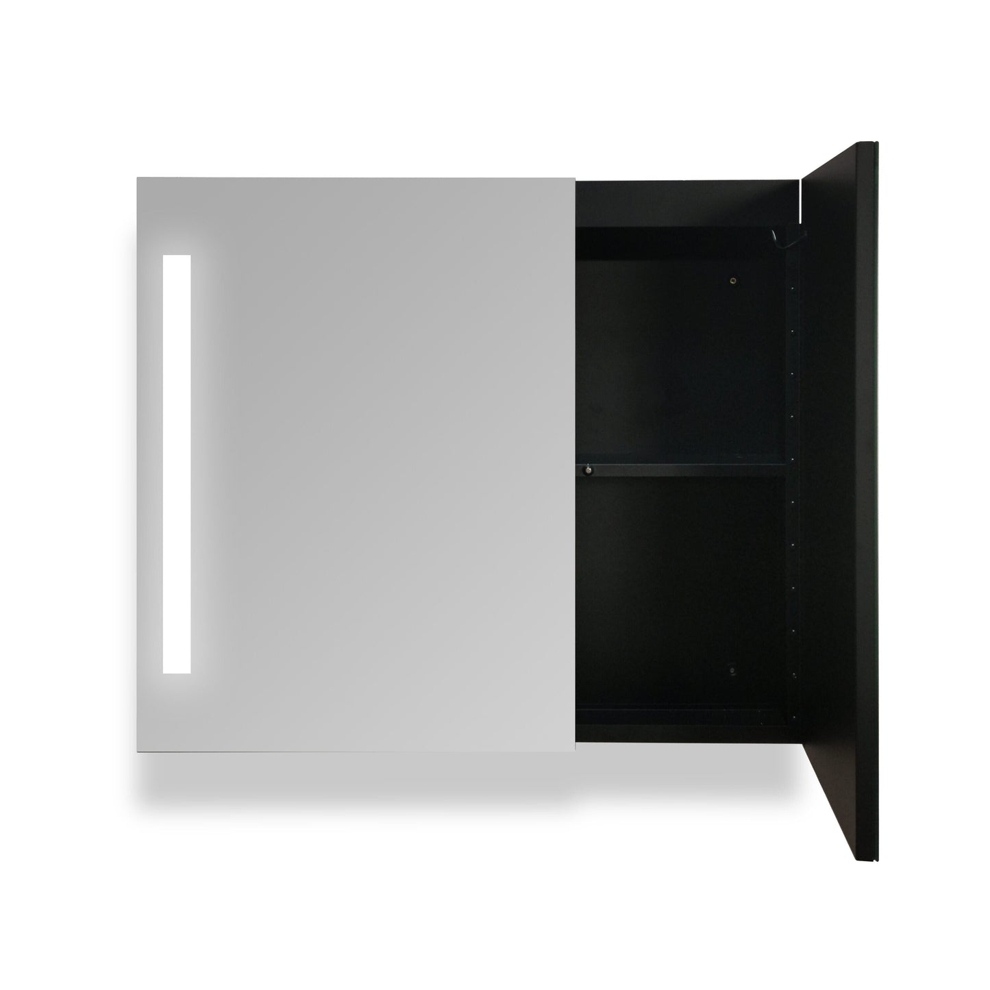 Forclover MA 30-in x 26-in Lighted LED Fog Free Surface Mount Black Mirrored Soft Close Medicine Cabinet