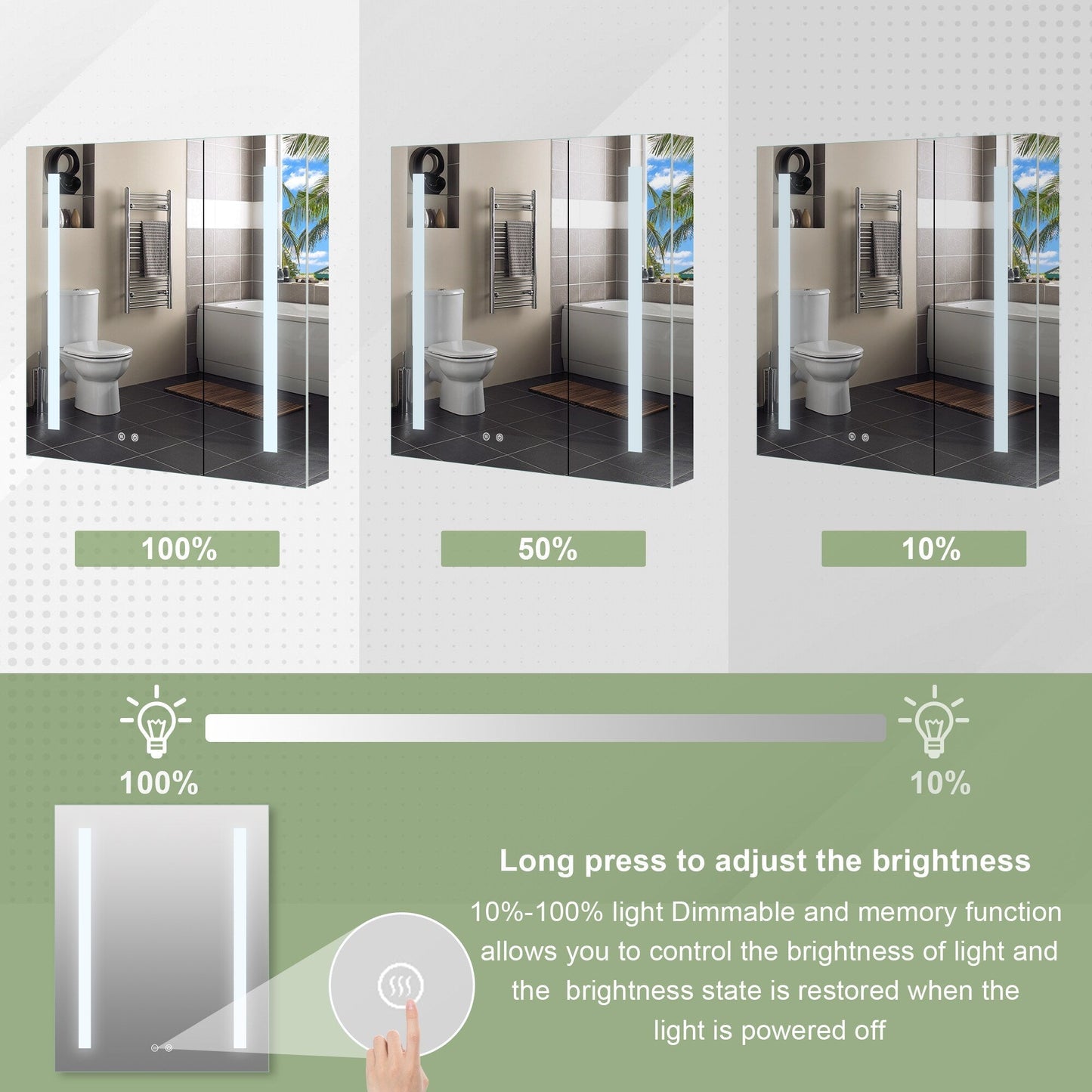 Forclover 30-in x 30-in Lighted LED Fog Free Surface/Recessed Mount Silver Mirrored Soft Close Medicine Cabinet with Outlet