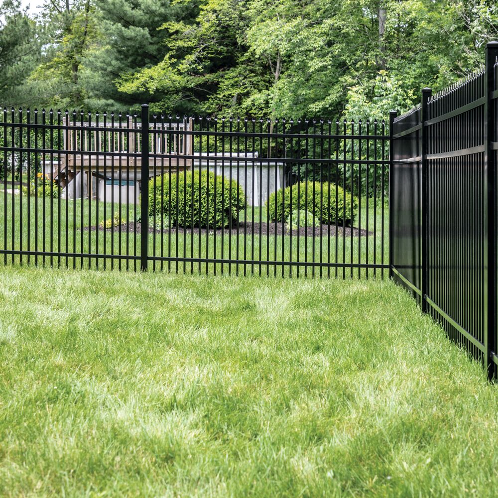 Freedom Providence 6-ft H x 2-in W Black Aluminum Spaced Picket Pressed-point Decorative Corner Fence Post