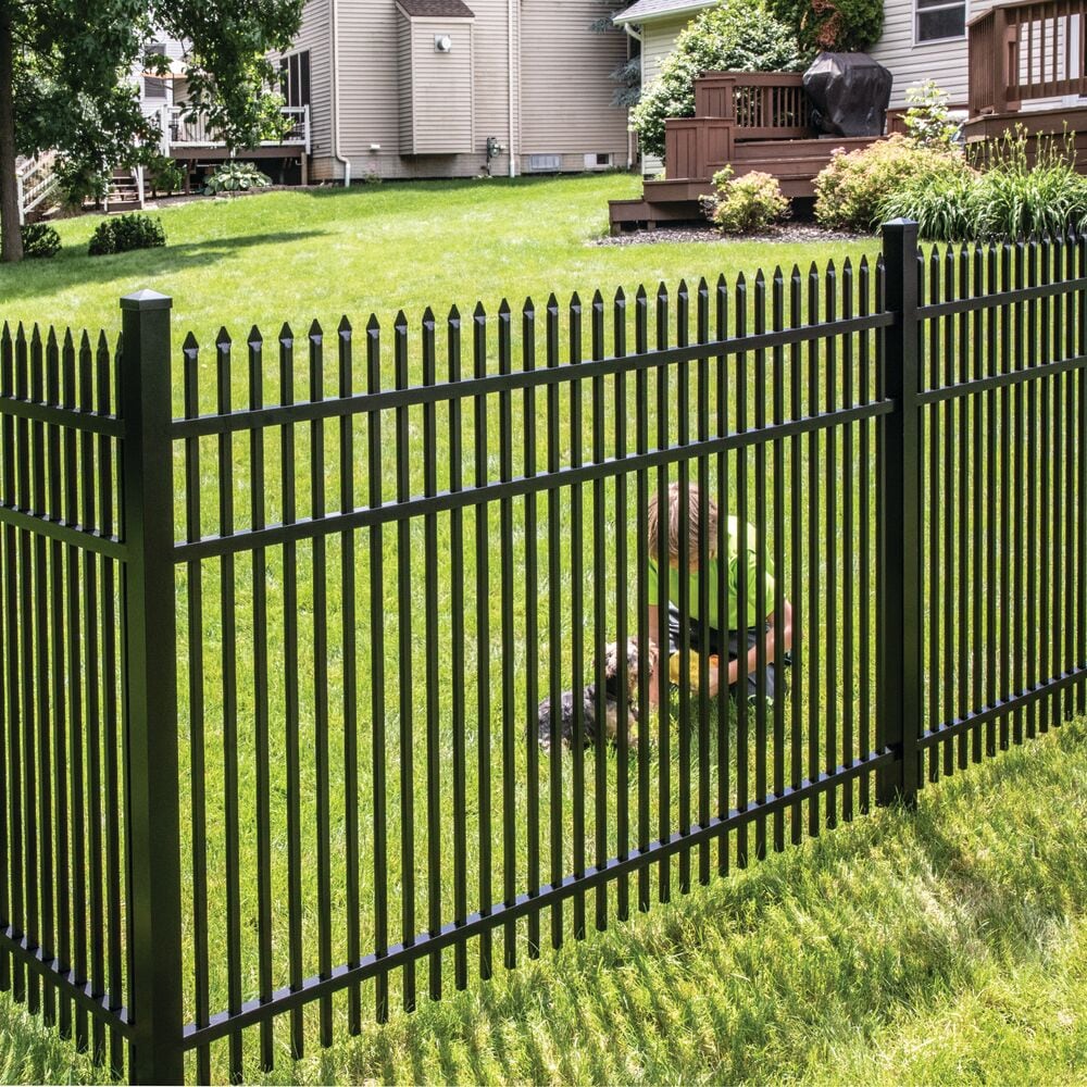Freedom Providence 6-ft H x 2-in W Black Aluminum Spaced Picket Pressed-point Decorative Corner Fence Post