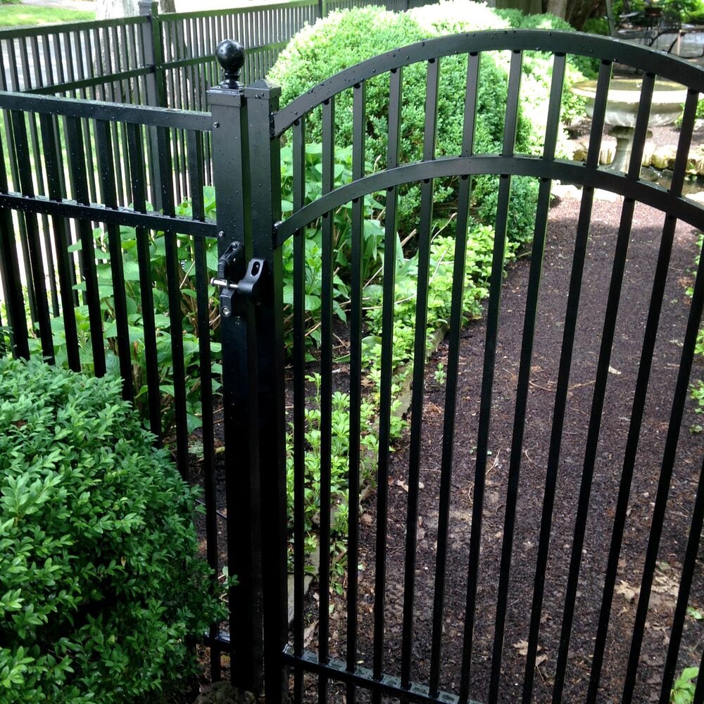 Freedom Concord/New Haven 6-ft H x 2-in W Black Aluminum Spaced Picket Flat-top Decorative Gate Fence Post