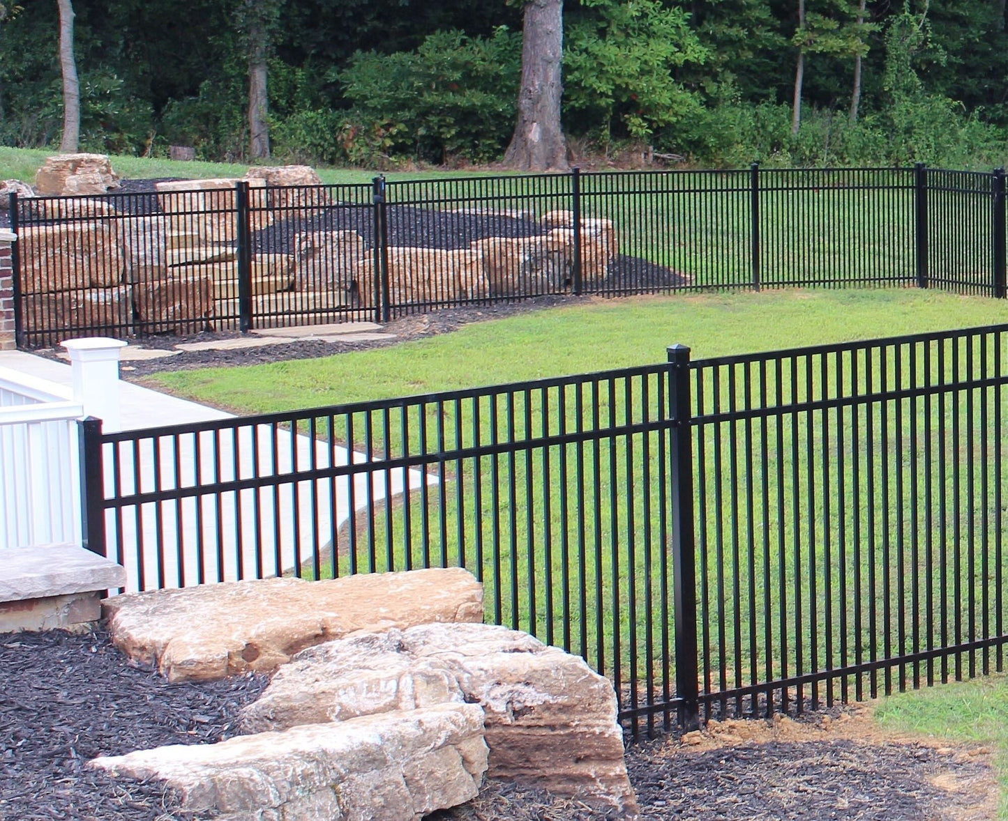 Freedom Concord/New Haven 6-ft H x 2-in W Black Aluminum Spaced Picket Flat-top Decorative End Fence Post