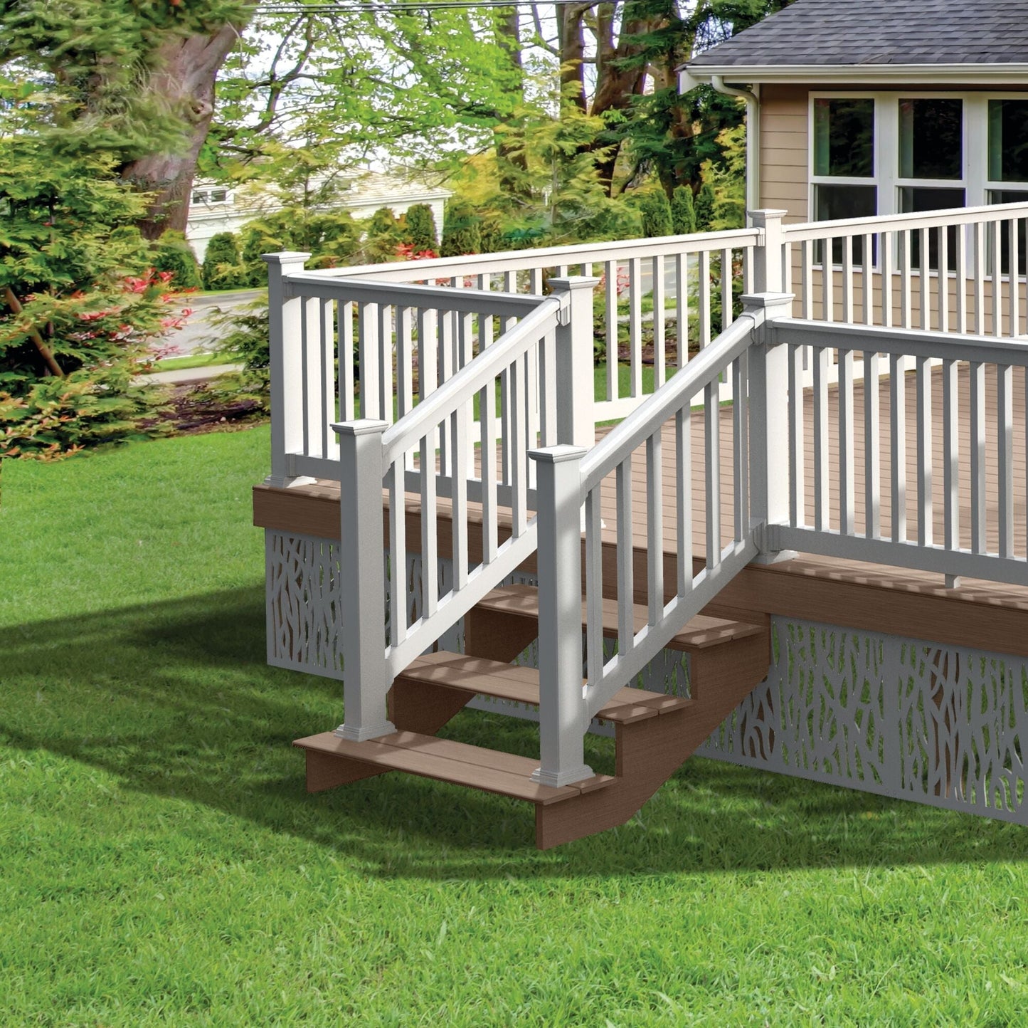 Freedom Lincoln White Vinyl Deck Stair Rail Kit