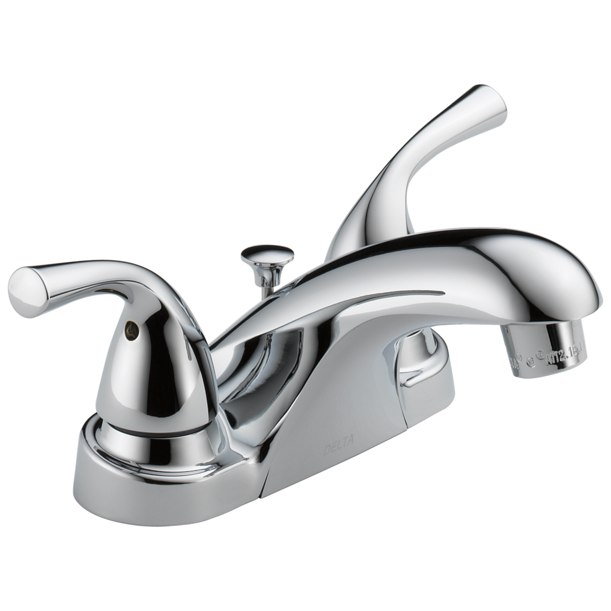 Delta Foundations Chrome 2-Handle 4-in Centerset WaterSense Bathroom Sink Faucet with Drain, B2515LF-PPU-ECO