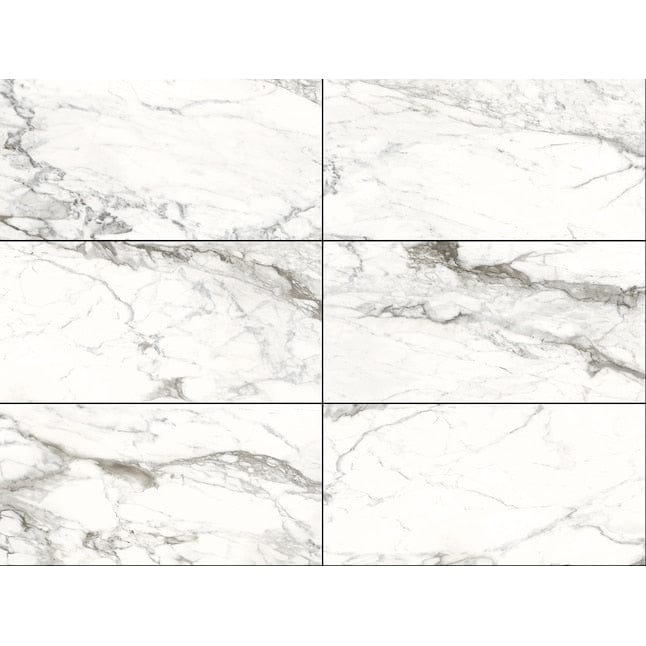 allen + roth Michelangelo Polished White Marble 18-in x 36-in Polished Porcelain Marble Look Floor and Wall Tile (4.43-sq. ft/ Piece)
