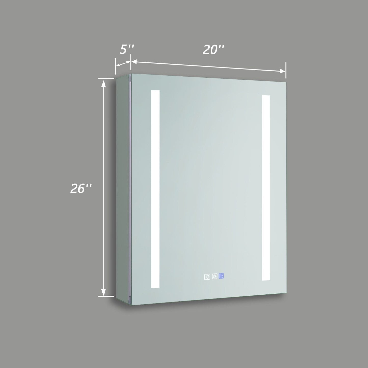 Forclover 20-in x 26-in Lighted LED Fog Free Surface/Recessed Mount Silver Mirrored Medicine Cabinet with Outlet