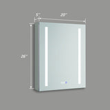 Forclover 20-in x 26-in Lighted LED Fog Free Surface/Recessed Mount Silver Mirrored Medicine Cabinet with Outlet
