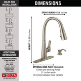 Delta Dunsley SpotShield Stainless 1-Handle Pull-Down Kitchen Faucet with Deck Plate & Soap Dispenser