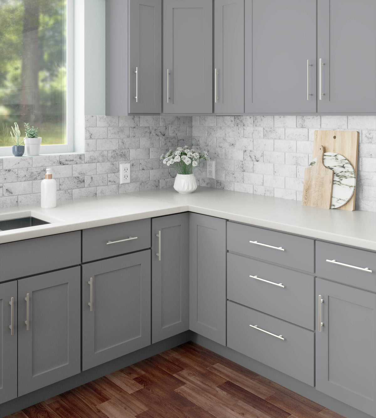 RELIABILT Overlake 15-in W x 34.5-in H x 24-in D Gray 1-Drawer Base Ready To Assemble Plywood Cabinet (Recessed Panel Shaker Door Style)