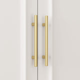 FUFU&GAGA 4-Door White Wardrobe Closet with Metal Rods and Storage Shelves - Contemporary Style Wardrobe Cabinet for Organized Clothing Storage