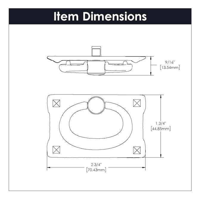 Hickory Hardware Old Mission 1-1/8-in Center to Center Black Mist Antique Rectangular Ring Drawer Pull
