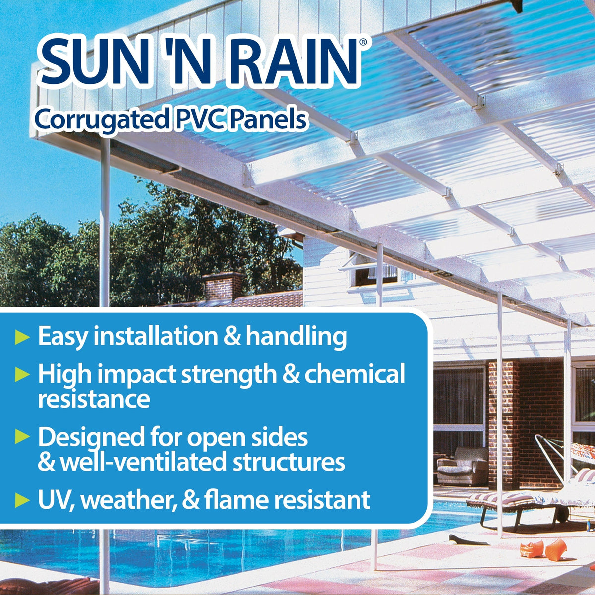 SUN 'N RAIN by Palram 2.2-ft x 6-ft Corrugated White PVC Roof Panels, 10-Pack