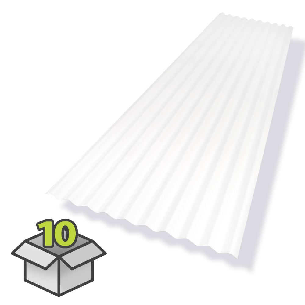 SUN 'N RAIN by Palram 2.2-ft x 6-ft Corrugated White PVC Roof Panels, 10-Pack