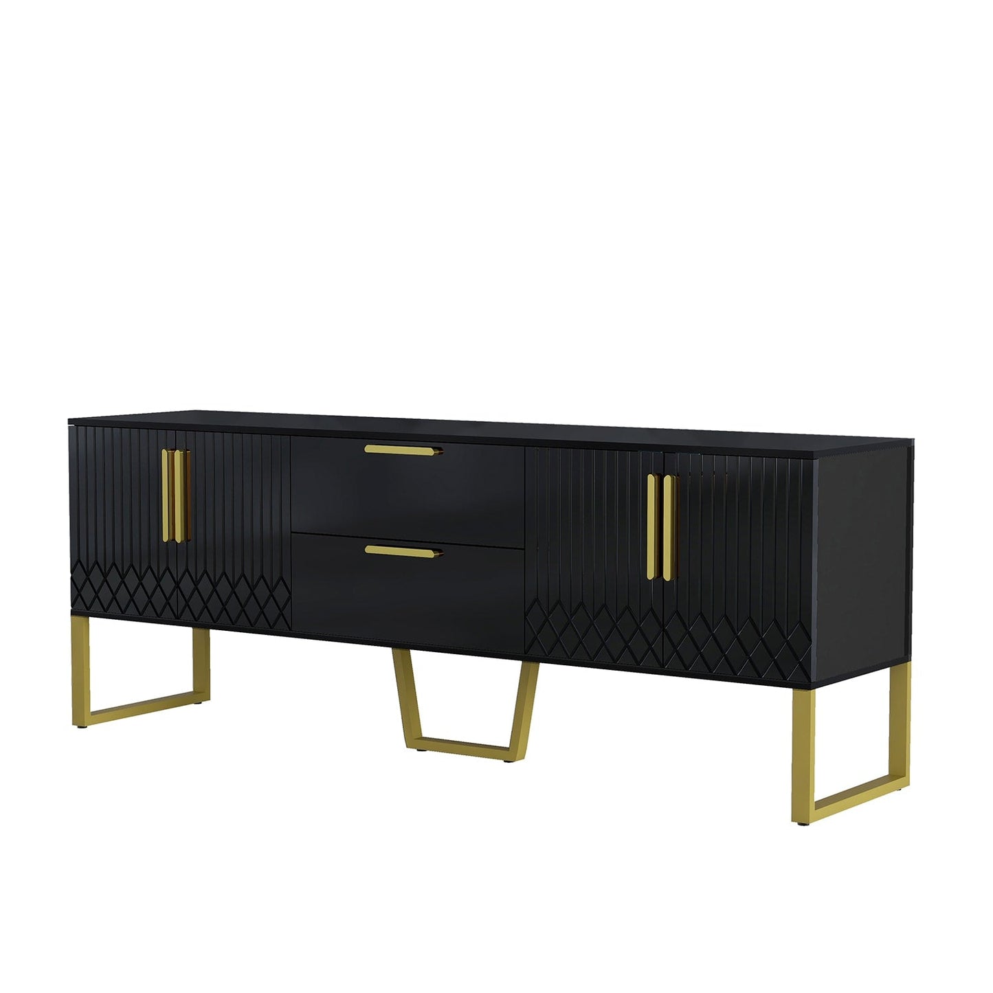 GZMR TV Cabinet with Drawers and Cabinets Modern/Contemporary Black Tv Cabinet (Accommodates TVs up to 70-in)