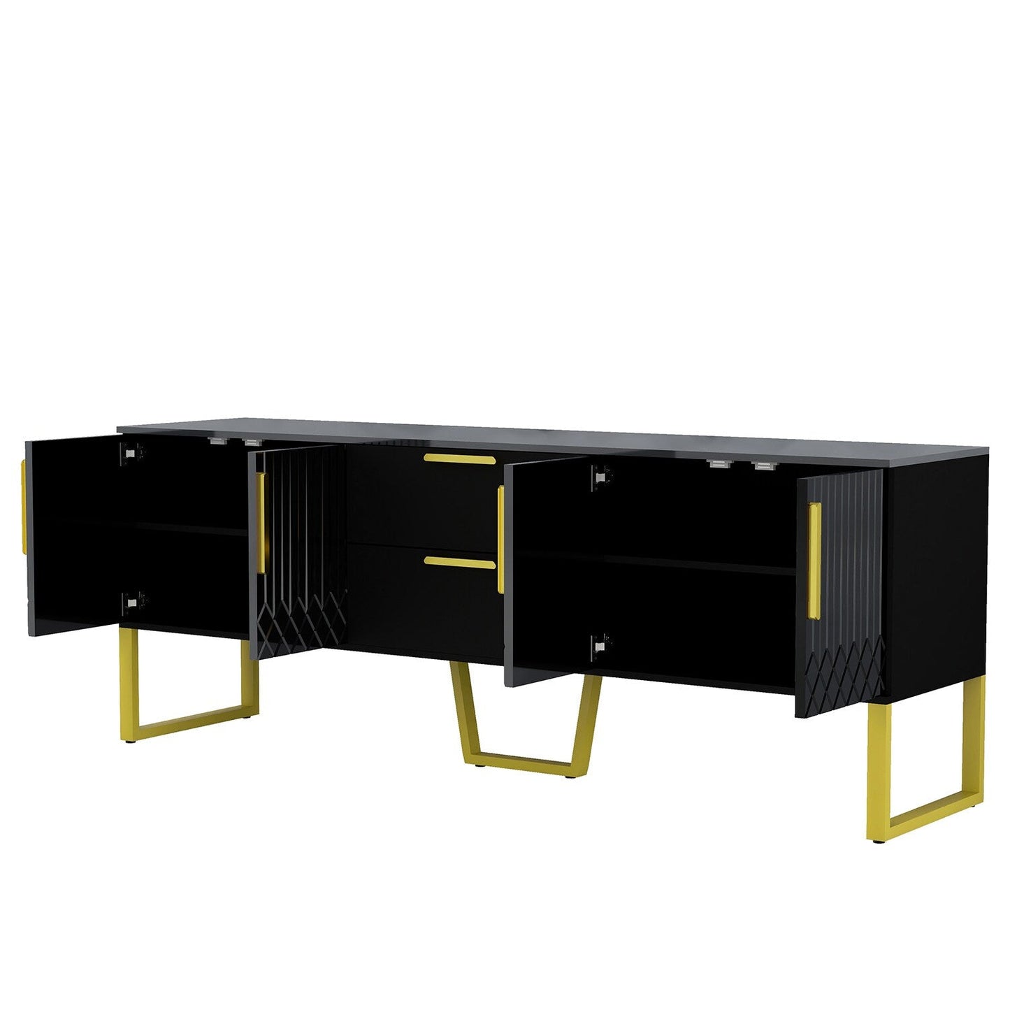 GZMR TV Cabinet with Drawers and Cabinets Modern/Contemporary Black Tv Cabinet (Accommodates TVs up to 70-in)