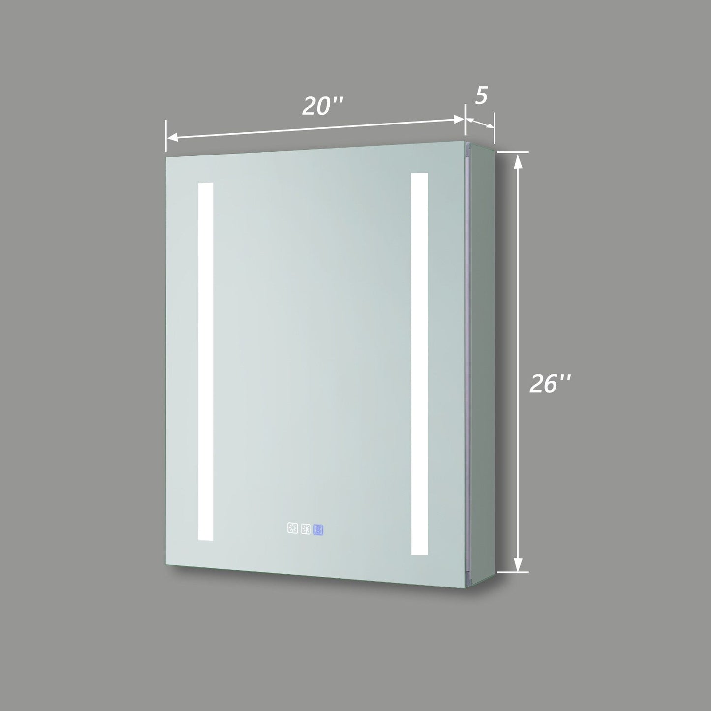 Forclover 20-in x 26-in Lighted LED Fog Free Surface/Recessed Mount Silver Mirrored Medicine Cabinet with Outlet