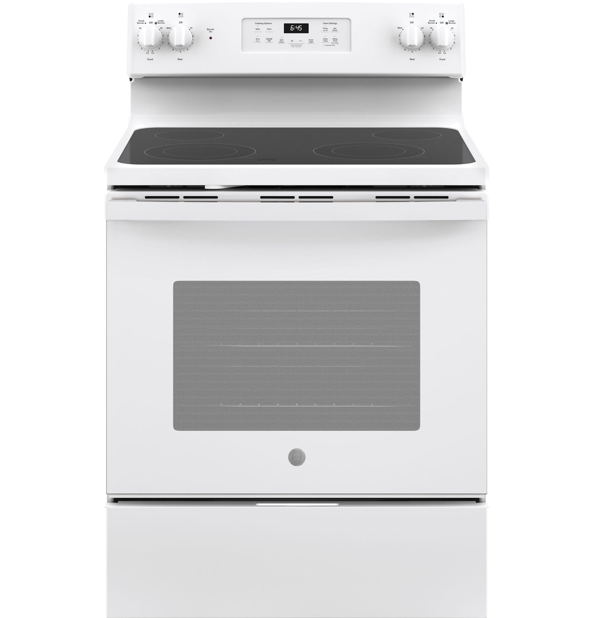 GE 30-in Smooth Surface 4 Elements 5.3-cu ft Self-Cleaning Freestanding Electric Range (White)