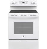 GE 30-in Smooth Surface 4 Elements 5.3-cu ft Self-Cleaning Freestanding Electric Range (White)