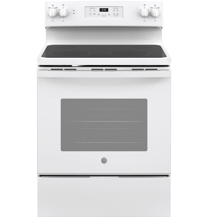 GE 30-in Smooth Surface 4 Elements 5.3-cu ft Self-Cleaning Freestanding Electric Range (White)
