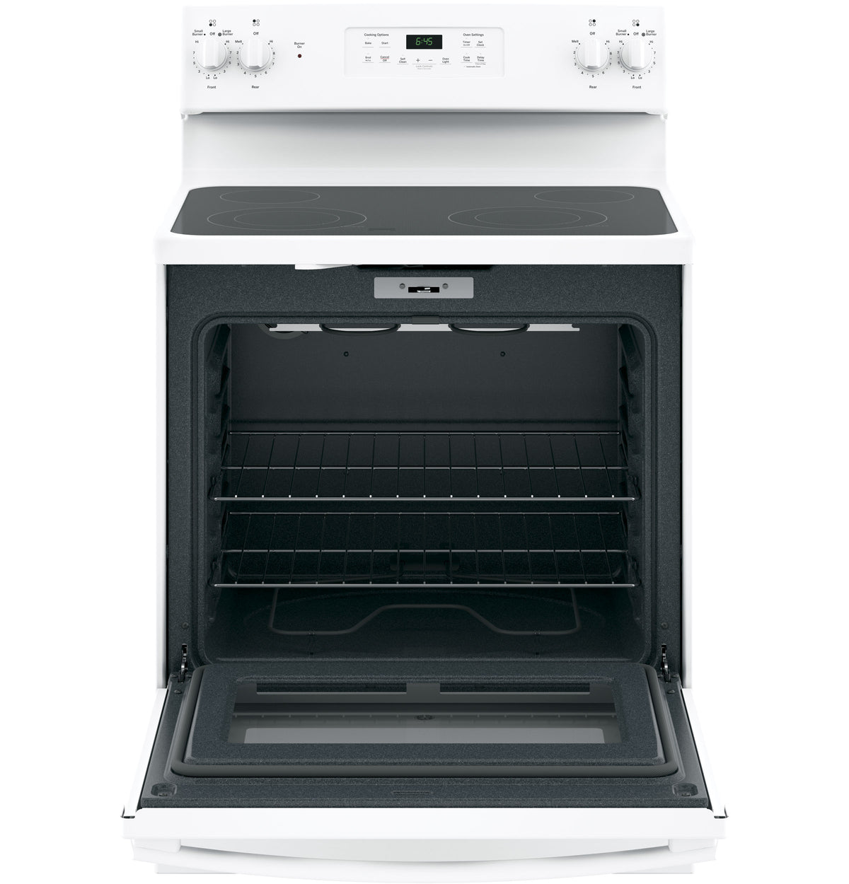 GE 30-in Smooth Surface 4 Elements 5.3-cu ft Self-Cleaning Freestanding Electric Range (White)