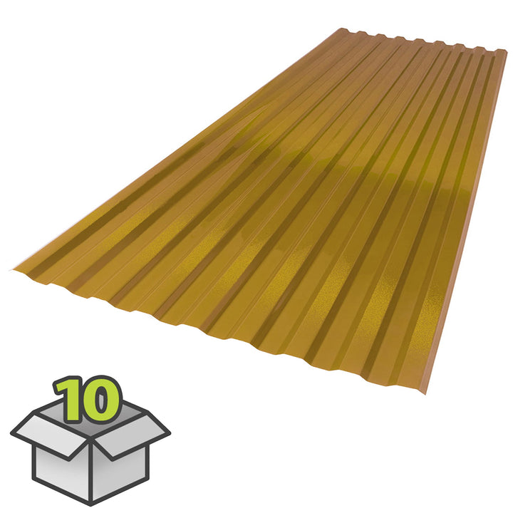 SUNTUF by Palram 2.2-ft x 6-ft Corrugated Gold Polycarbonate Roof Panels, 10-Pack