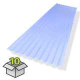 SUN 'N RAIN PALRAM 2.2-ft x 6-ft Corrugated Translucent Blue PVC Roof Panel, 10-Pack