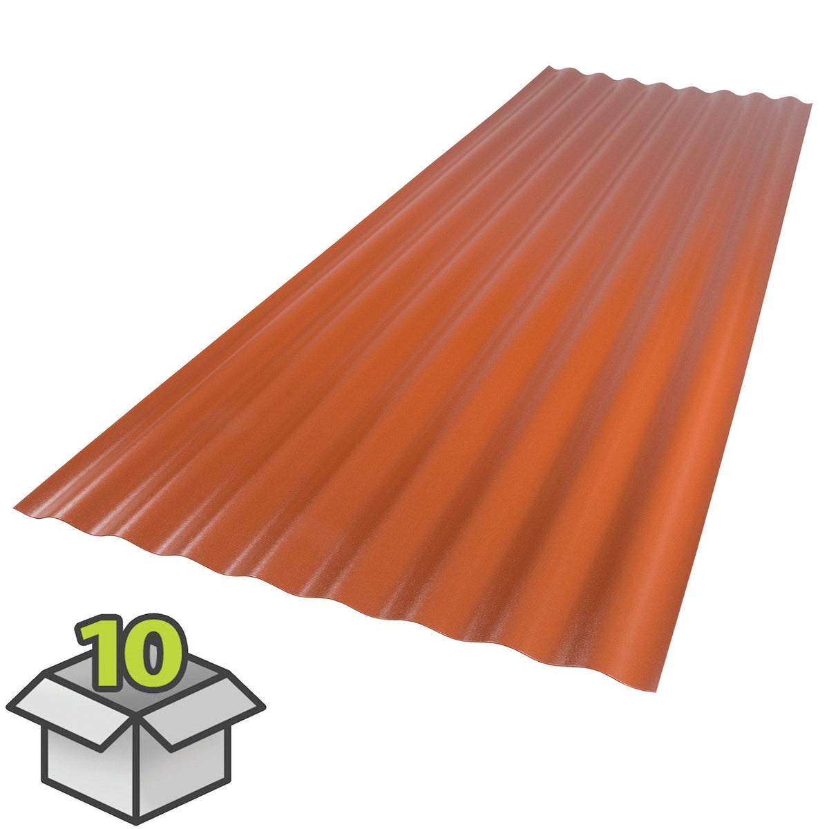 SUNTOP PALRAM 2.2-ft x 6-ft Corrugated Red Brick Polycarbonate Roof Panel, 10-Pack