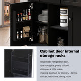 SINOFURN Black Mdf Base with Wood Top Rolling Kitchen Cart (17.7-in x 53.1-in x 37.2-in)