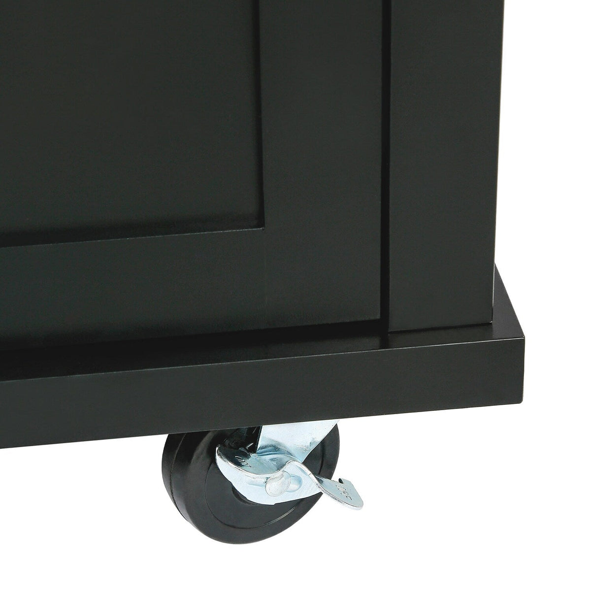 SINOFURN Black Mdf Base with Wood Top Rolling Kitchen Cart (17.7-in x 53.1-in x 37.2-in)