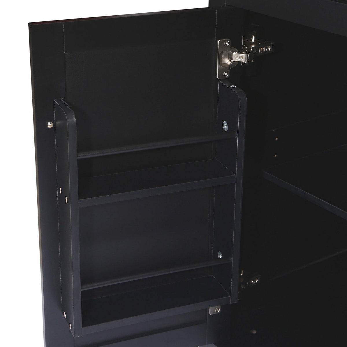 SINOFURN Black Mdf Base with Wood Top Rolling Kitchen Cart (17.7-in x 53.1-in x 37.2-in)