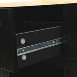 SINOFURN Black Mdf Base with Wood Top Rolling Kitchen Cart (17.7-in x 53.1-in x 37.2-in)