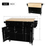 SINOFURN Black Mdf Base with Wood Top Rolling Kitchen Cart (17.7-in x 53.1-in x 37.2-in)